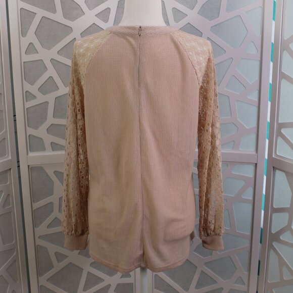 MIHOLL Women’s Long Sleeve Lace Casual Loose Blouses T Shirts Medium - Picture 4 of 13